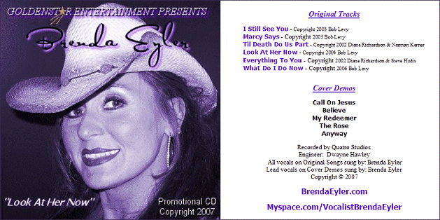 Brenda Eyler - CD Cover & Insert - "Look At Her Now" - 1st CD